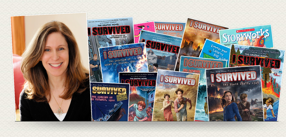 Lauren Tarshis pictured with a fan of her book covers